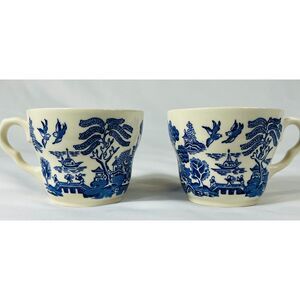 Vintage Churchill England Willow China Coffee Teacup Pair
